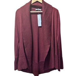 NWT Joan Vass Deep Red Cardigan Sweater